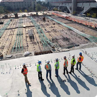 Construction site with workers